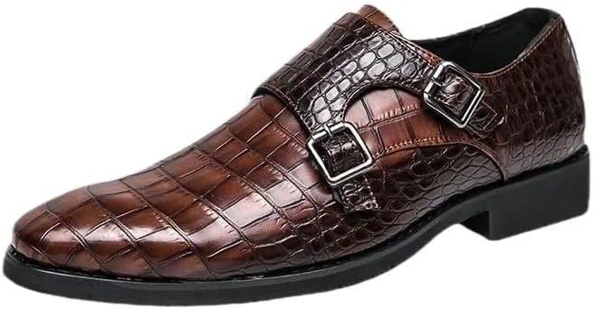 Slip On Brogue Mens Oxfords Genuine Leather Luxury Male Handmade Wedding Party Formal Dress Shoes Office Double Buckle Monk Footwear