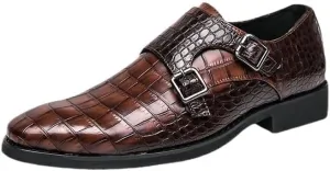 Slip On Brogue Mens Oxfords Genuine Leather Luxury Male Handmade Wedding Party Formal Dress Shoes Office Double Buckle Monk Footwear