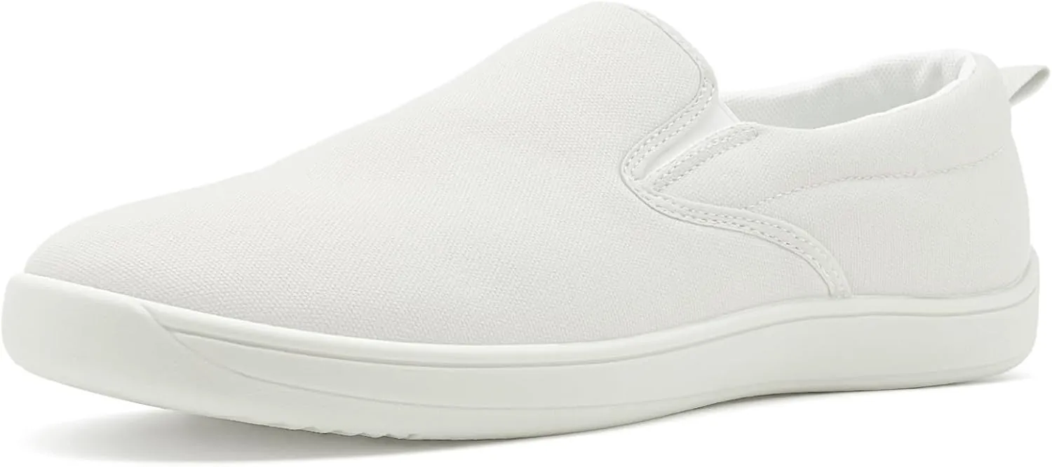 Slip on Shoes for Men, Classic Canvas Casual Shoes Comfortable Flats Men's White Loafers Low Top Sneakers Hands Free