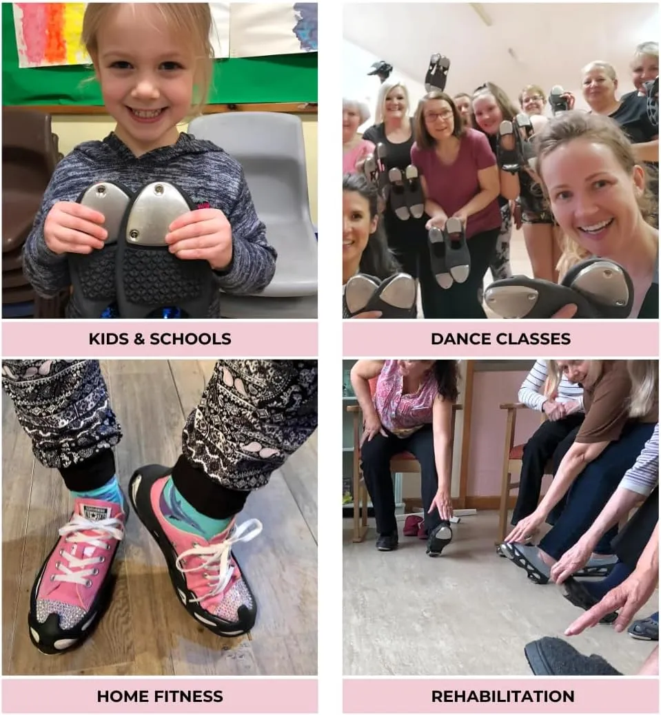 Slip on Tap Shoes for Girls, Women & Men | Waterproof Stainless steel taps | Authentic Tap Dance Sound & No-Slip Safety Grip & Stretchable Design | Environmental friendly instant tap dance shoes | Unisex Tap Shoes