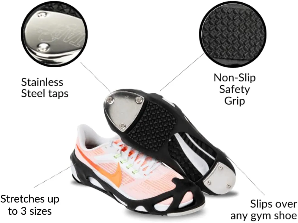 Slip on Tap Shoes for Girls, Women & Men | Waterproof Stainless steel taps | Authentic Tap Dance Sound & No-Slip Safety Grip & Stretchable Design | Environmental friendly instant tap dance shoes | Unisex Tap Shoes