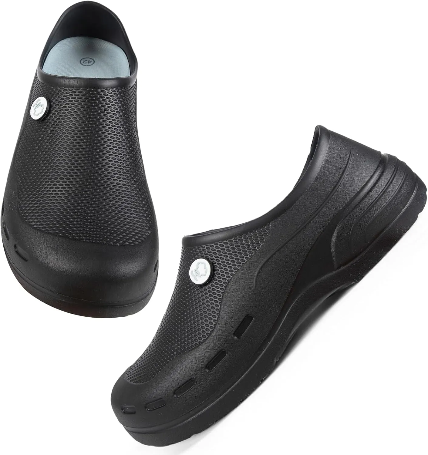 Slip Resistant Work Shoes for Men's and Women's Kitchen/Chef/Garden/Nurse Shoes Black Non Slip Clogs(7.5-11.5Men/8.5-12.5Women)