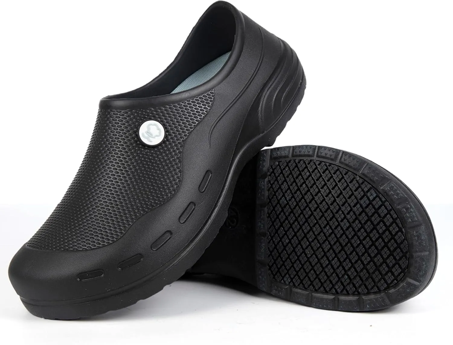 Slip Resistant Work Shoes for Men's and Women's Kitchen/Chef/Garden/Nurse Shoes Black Non Slip Clogs(7.5-11.5Men/8.5-12.5Women)