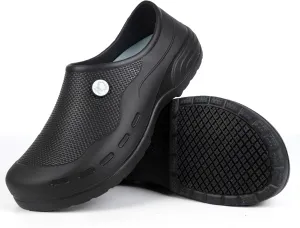 Slip Resistant Work Shoes for Men's and Women's Kitchen/Chef/Garden/Nurse Shoes Black Non Slip Clogs(7.5-11.5Men/8.5-12.5Women)
