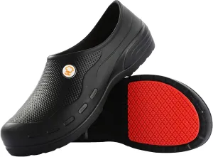 Slip Resistant Work Shoes for Men's and Women's Kitchen/Chef/Garden/Nurse Shoes Black Non Slip Clogs(7.5-11.5Men/8.5-12.5Women)