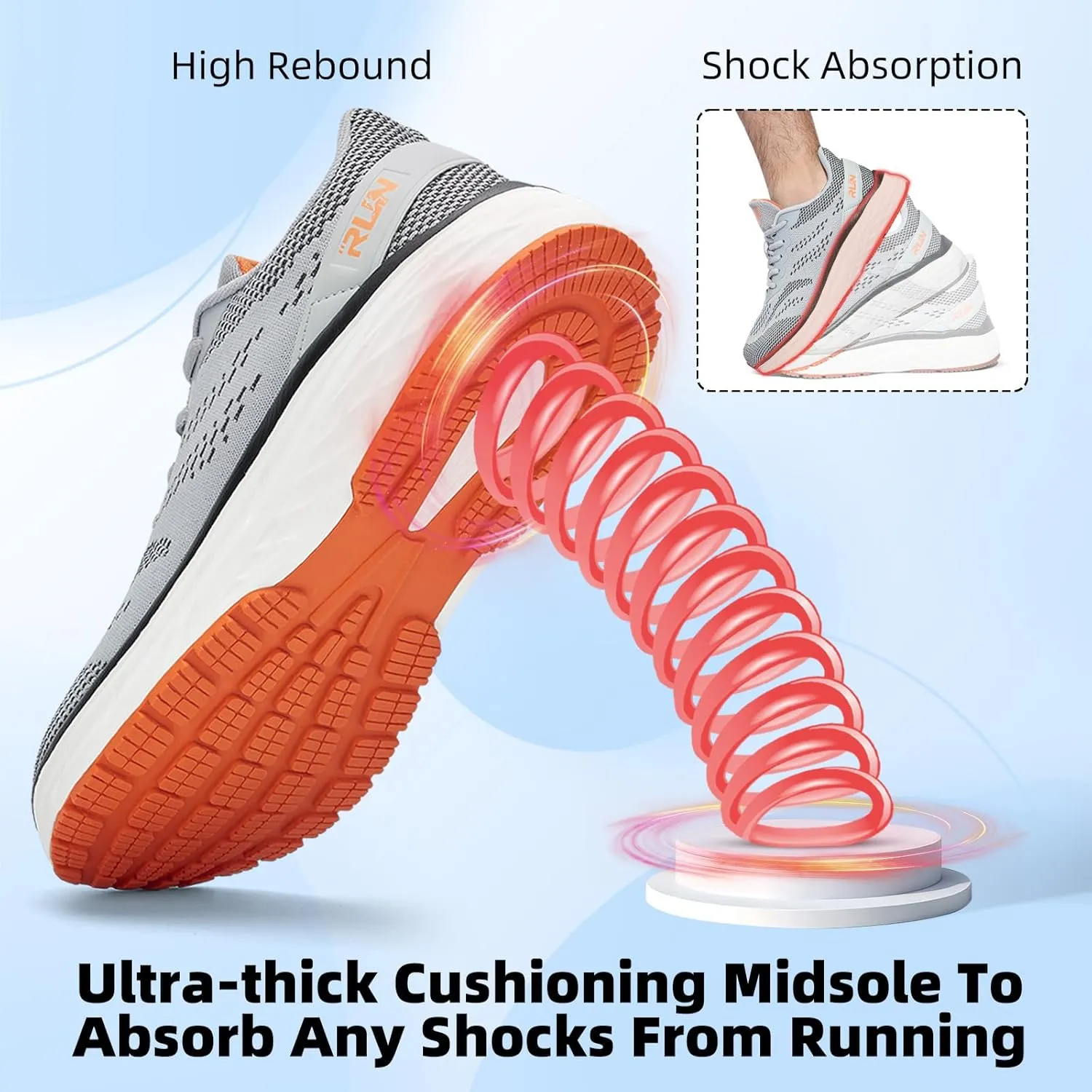 Slow Man Wide Toe Box Shoes for Men - Cushioned Road Running Shoe Non Slip Mens Walking Sneakers for Wide Feet Comfortable Athletic Gym Workout Sneaker