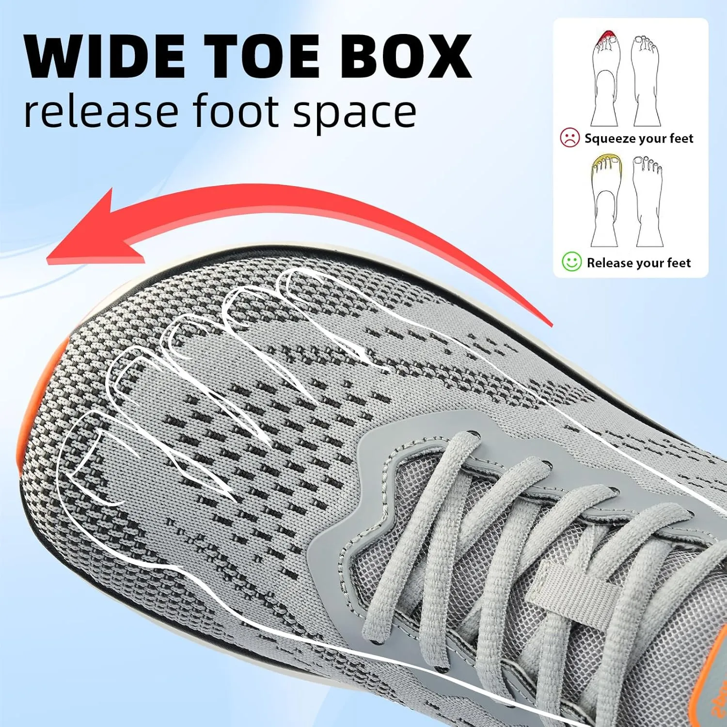 Slow Man Wide Toe Box Shoes for Men - Cushioned Road Running Shoe Non Slip Mens Walking Sneakers for Wide Feet Comfortable Athletic Gym Workout Sneaker