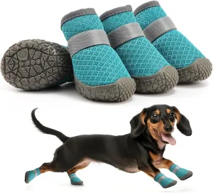 Small Dog Shoes, Breathable Puppy Boots & Paw Protectors for Winter Snow, Summer Hot Pavement, Dog Booties with Anti-Slip Rubber Soles for Hardwood Floors Lake Blue Size 2