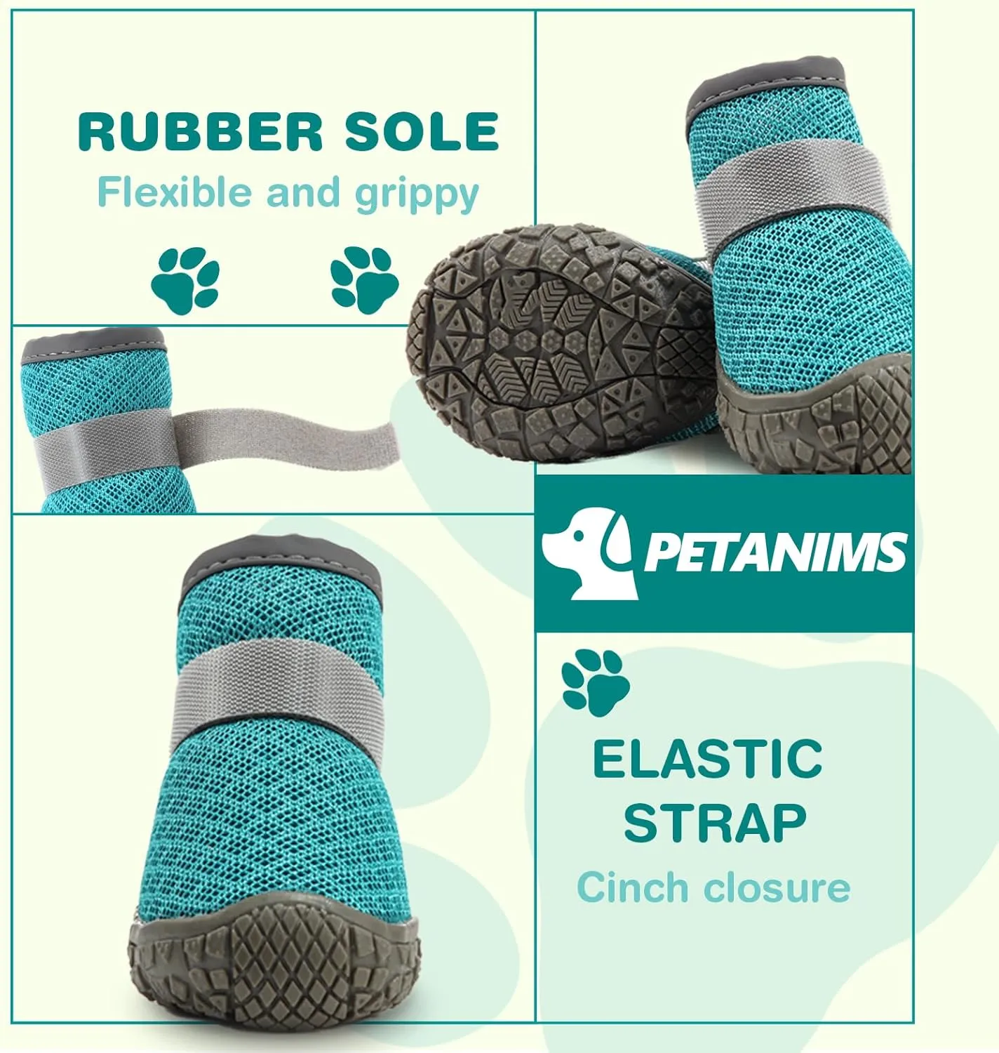 Small Dog Shoes, Breathable Puppy Boots & Paw Protectors for Winter Snow, Summer Hot Pavement, Dog Booties with Anti-Slip Rubber Soles for Hardwood Floors Lake Blue Size 2