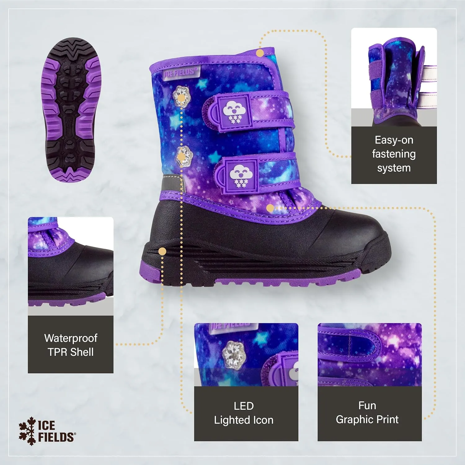 Snow 2 Toddler Little Kids Snow Winter Boots, Warm, Waterproof Shell, Fleece-Lined Shoes