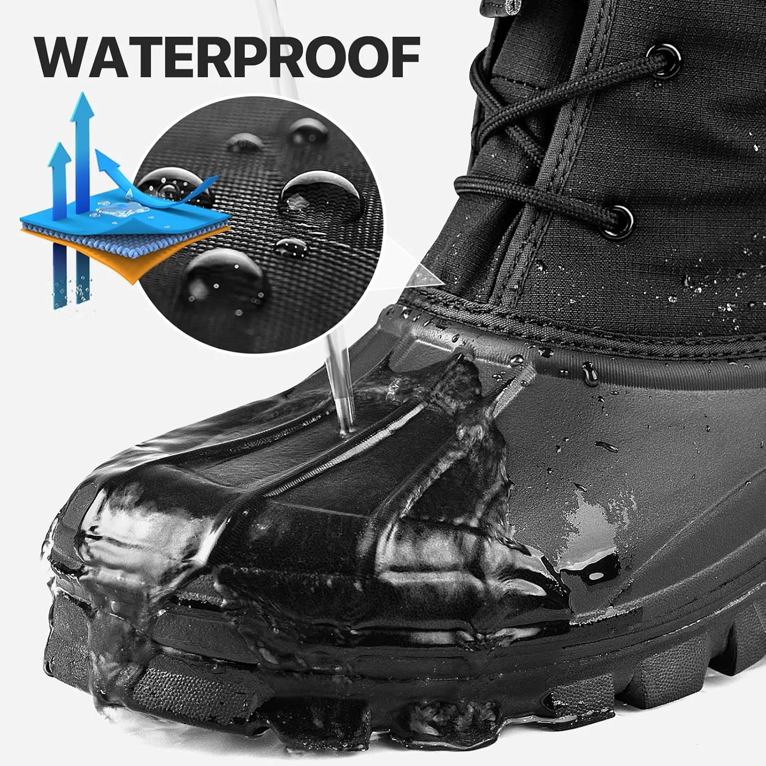 Snow Boots for Men Winter Waterproof Insulated Non Slip Plush Lined Outdoor Lightweight Warm Tactical Work Hiking Snow Boots