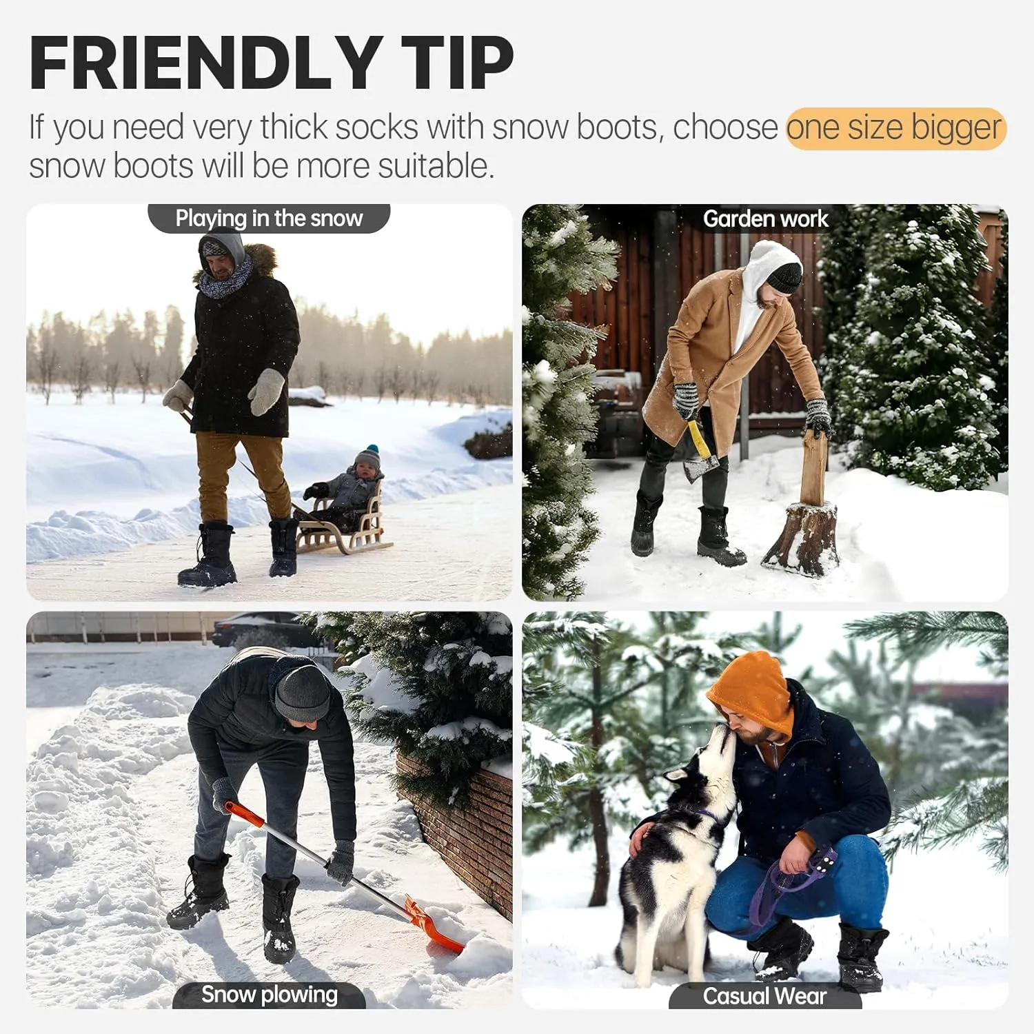 Snow Boots for Men Winter Waterproof Insulated Non Slip Plush Lined Outdoor Lightweight Warm Tactical Work Hiking Snow Boots