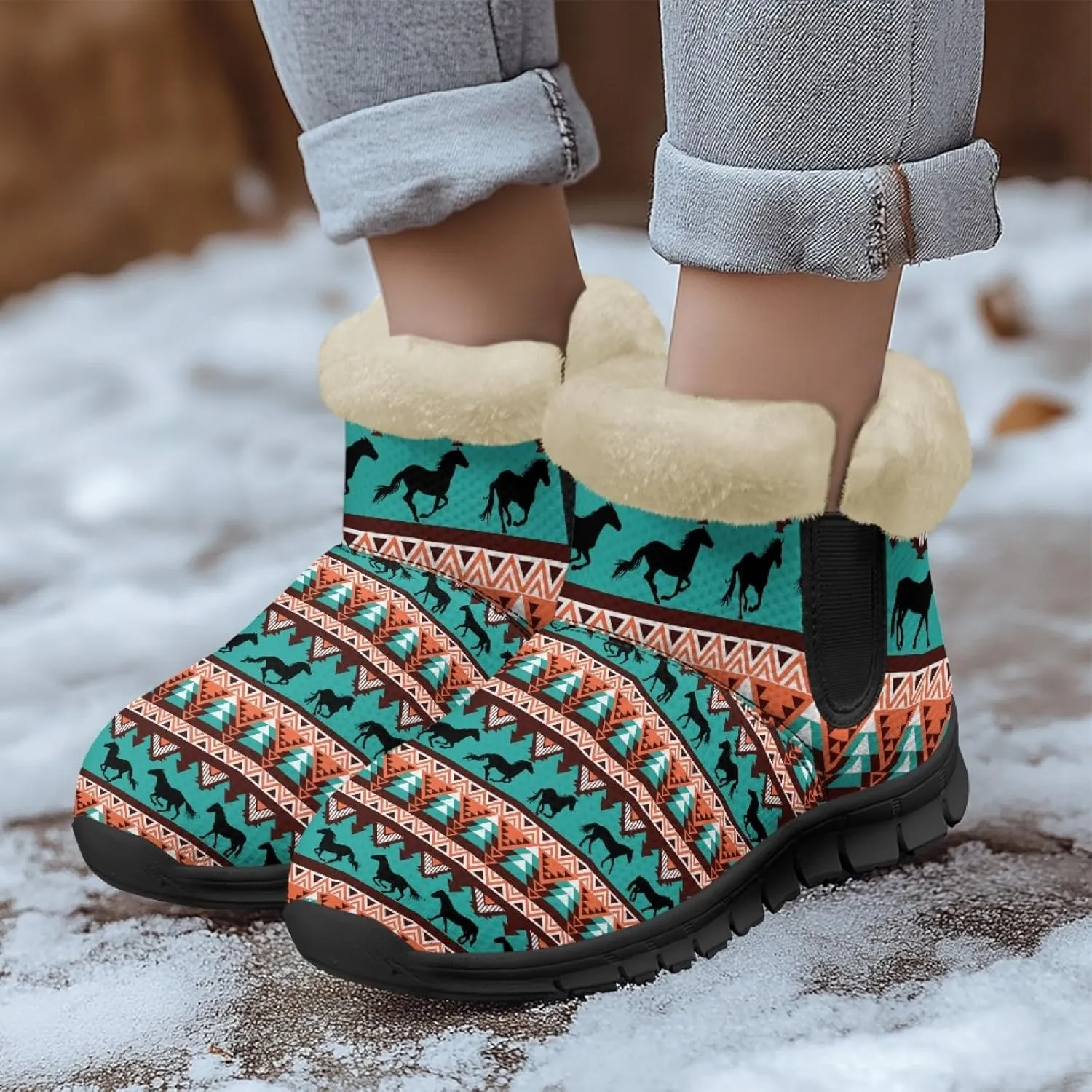 Snow Boots for Women -Fashion Winter Warm Snow Boots Anti-Slip outdoor Furry bootie for men women