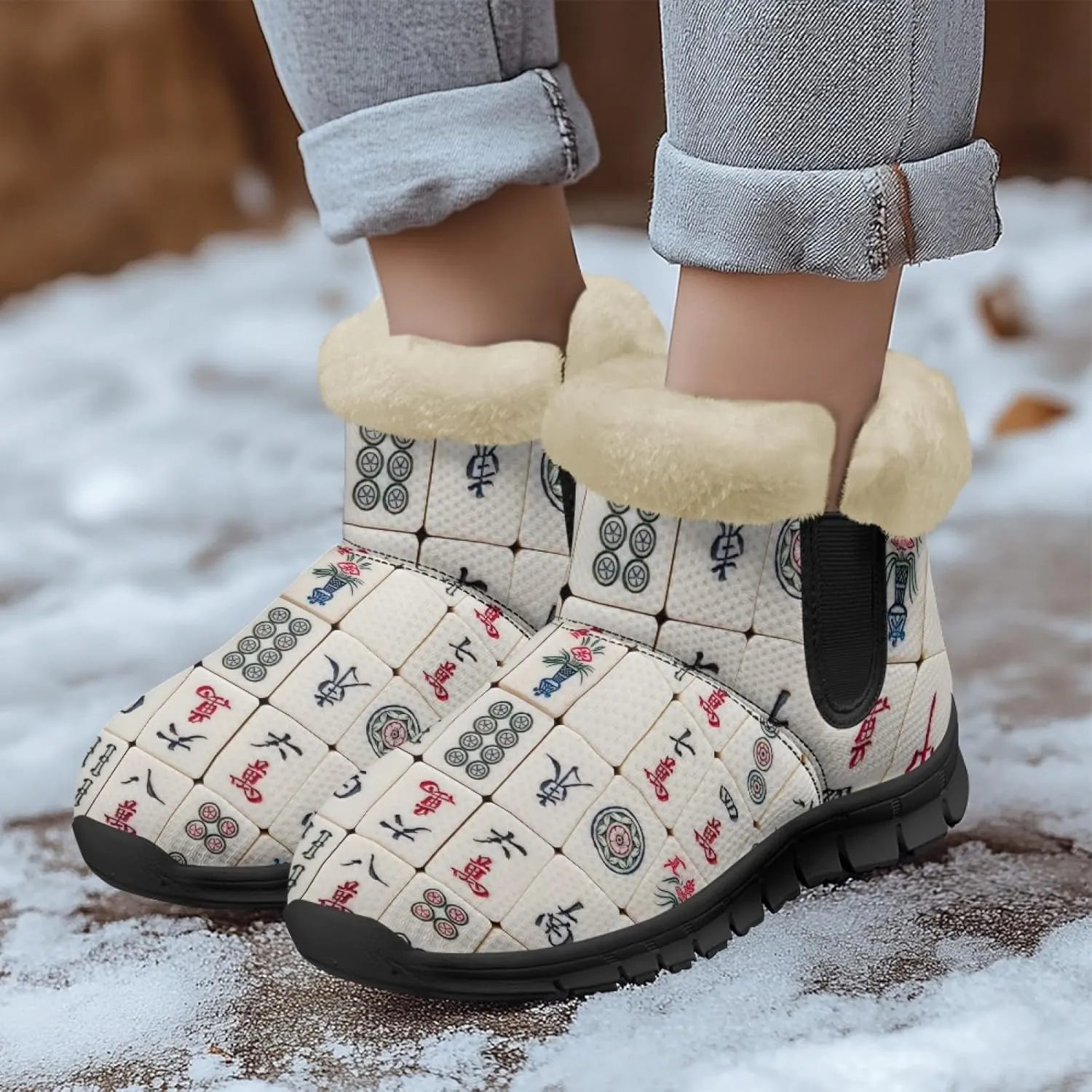 Snow Boots for Women -Fashion Winter Warm Snow Boots Anti-Slip outdoor Furry bootie for men women