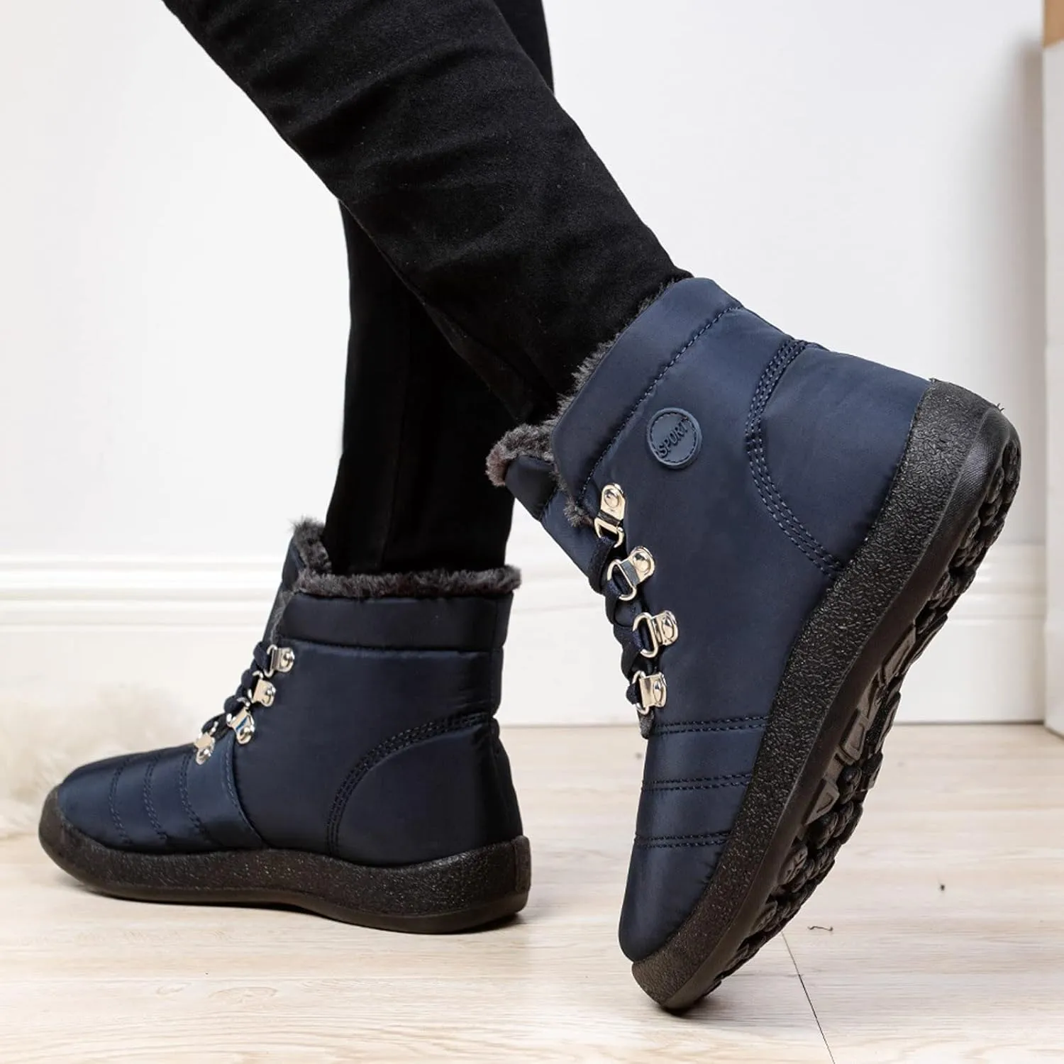 Snow Boots for Women Fur Lined Winter Boots Waterproof Warm Ankle Boots Comfortable Slip On Boots Outdoor Short Boots