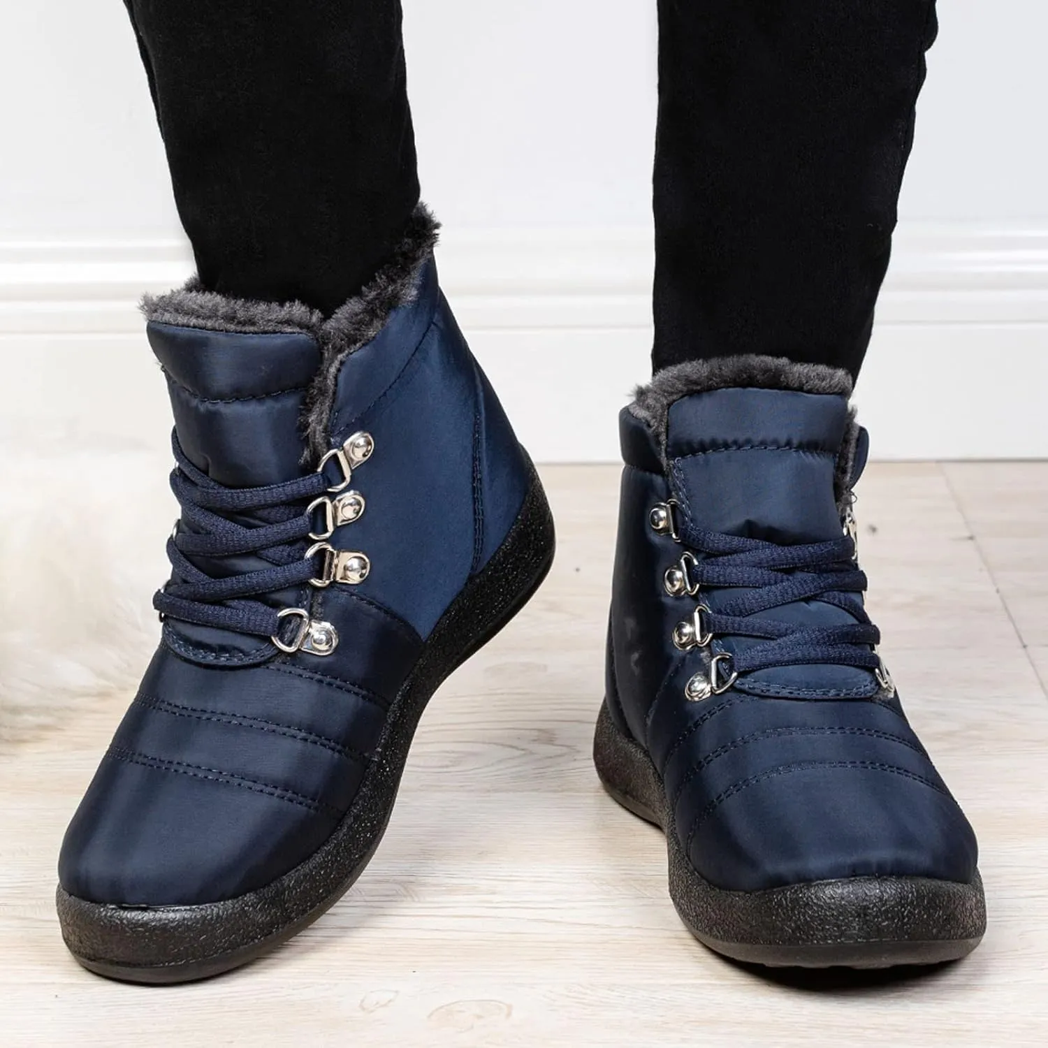 Snow Boots for Women Fur Lined Winter Boots Waterproof Warm Ankle Boots Comfortable Slip On Boots Outdoor Short Boots