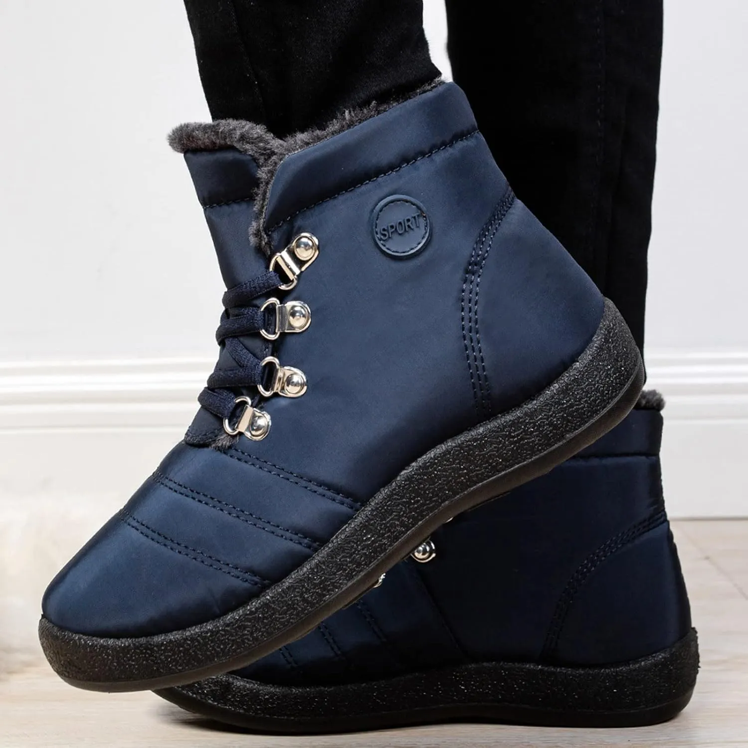 Snow Boots for Women Fur Lined Winter Boots Waterproof Warm Ankle Boots Comfortable Slip On Boots Outdoor Short Boots