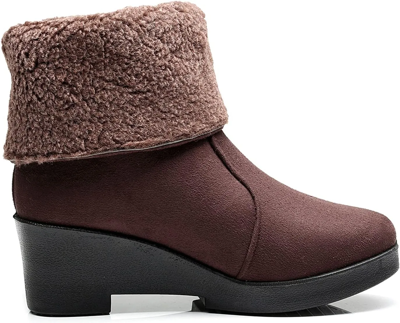 Snow Boots for Women Suede Anti-slip Winter Boots Side Zipper Classic Fuzzy Fur Booties Winter Warm Outdoor Ankle Boots Outdoor Sneakers Winter Shoes