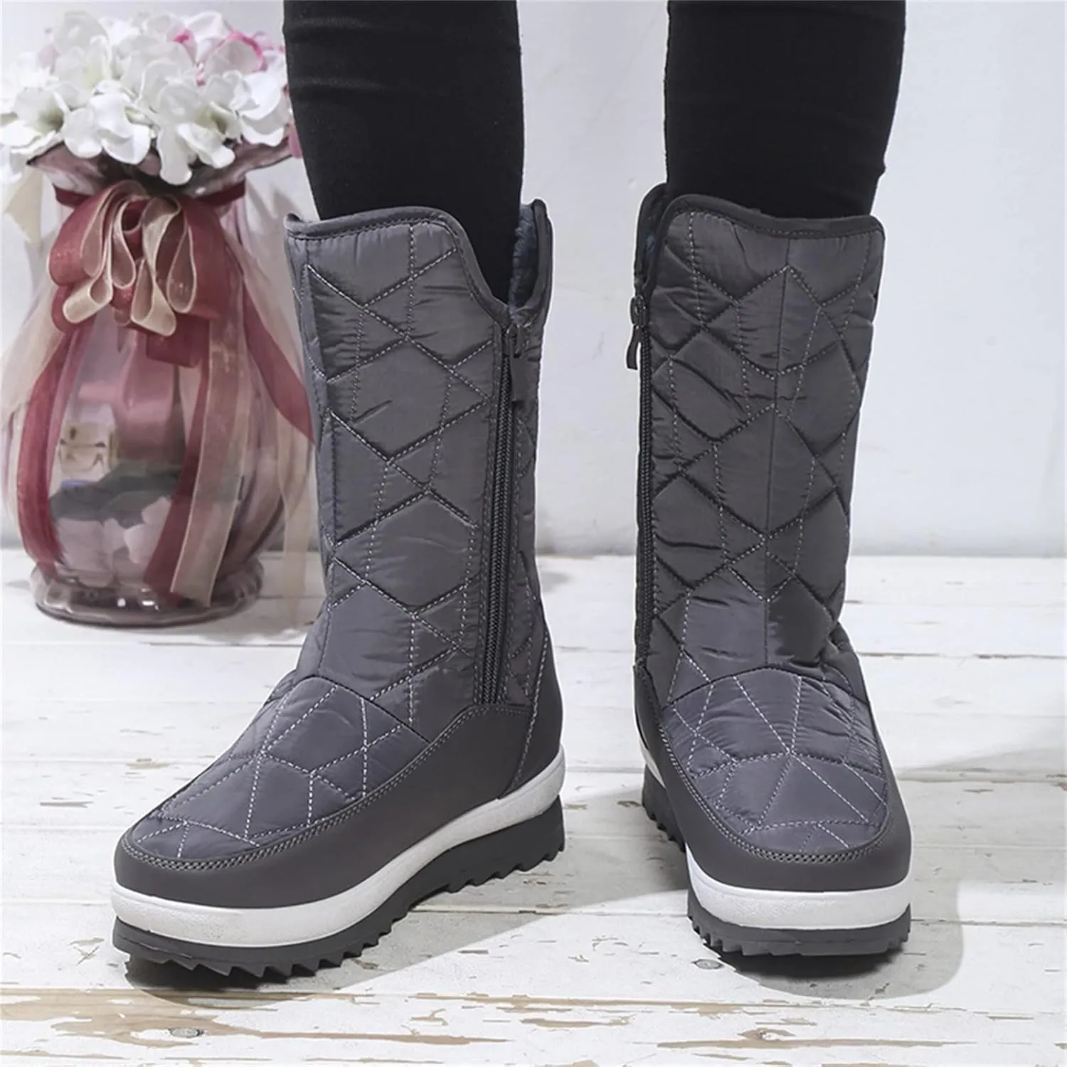 Snow Boots For Women Waterproof Winter Boots Slip On Hiking boots Lightweight Mid Calf Boots for Cold Weather