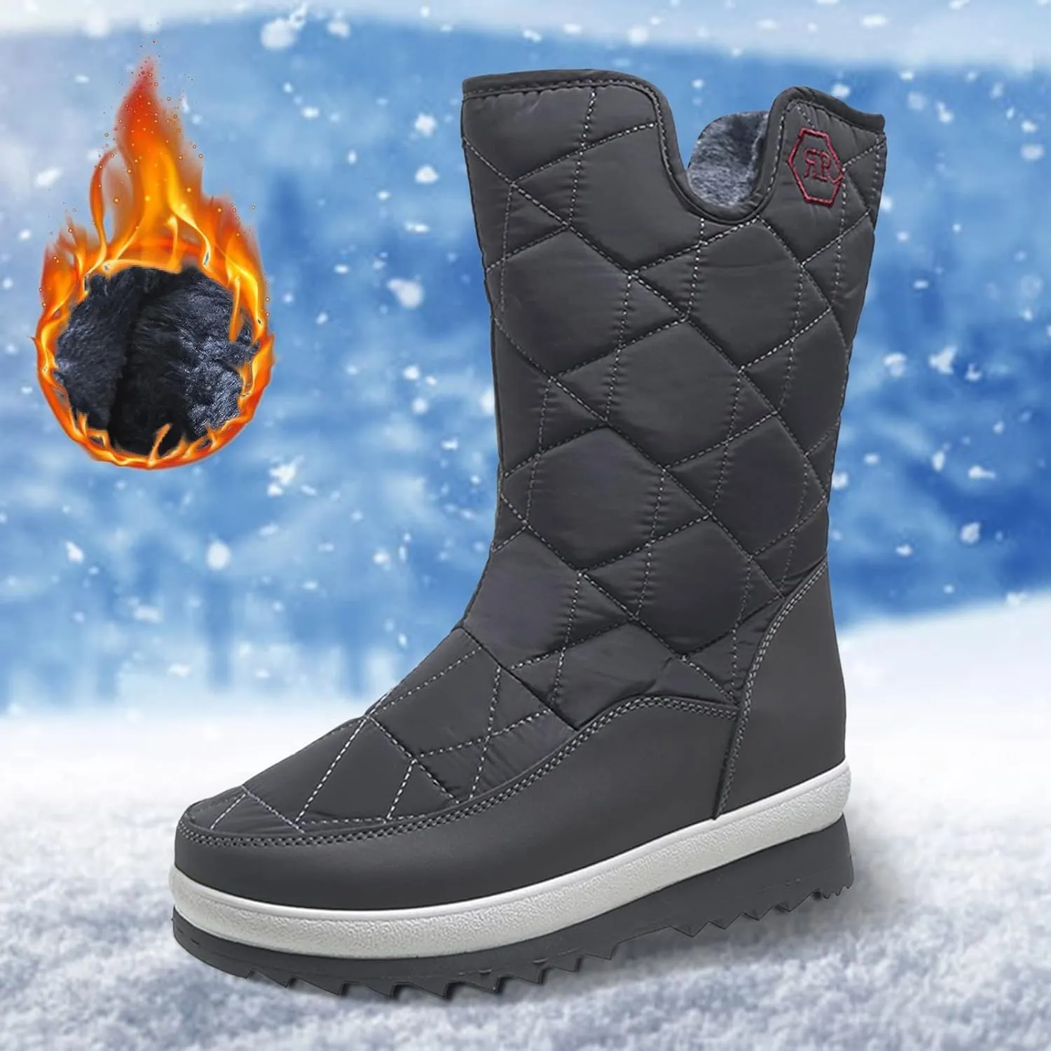 Snow Boots For Women Waterproof Winter Boots Slip On Hiking boots Lightweight Mid Calf Boots for Cold Weather