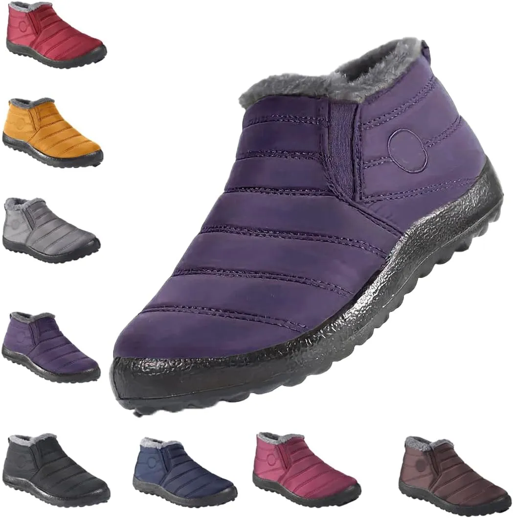 Snow Boots for Women Winter Warm Ankle Booties Waterproof Comfortable Slip On Outdoor Fur Lined Lining Womens Snow Boots