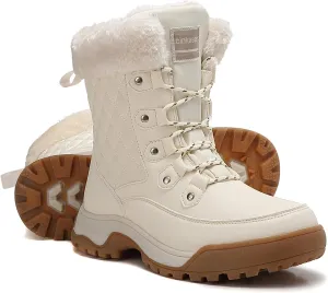 Snow Boots Women Non-Slip Insulated Faux Fur Winter Shoes with Lace
