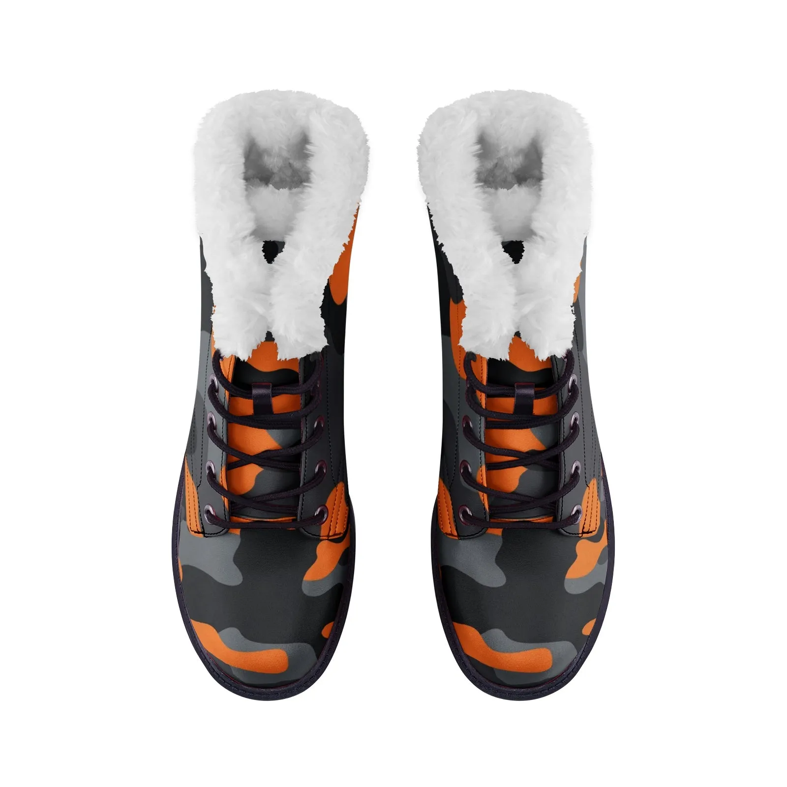 Snow Camo Boots | Orange, Black, and Gray Camouflage