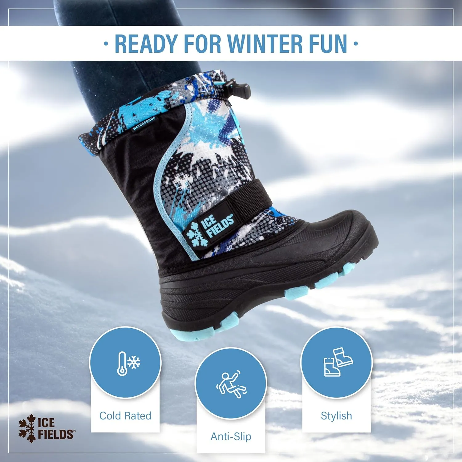 Snowblaster Little and Big Kid High Snow Winter Boots, Warm, Waterproof Shell