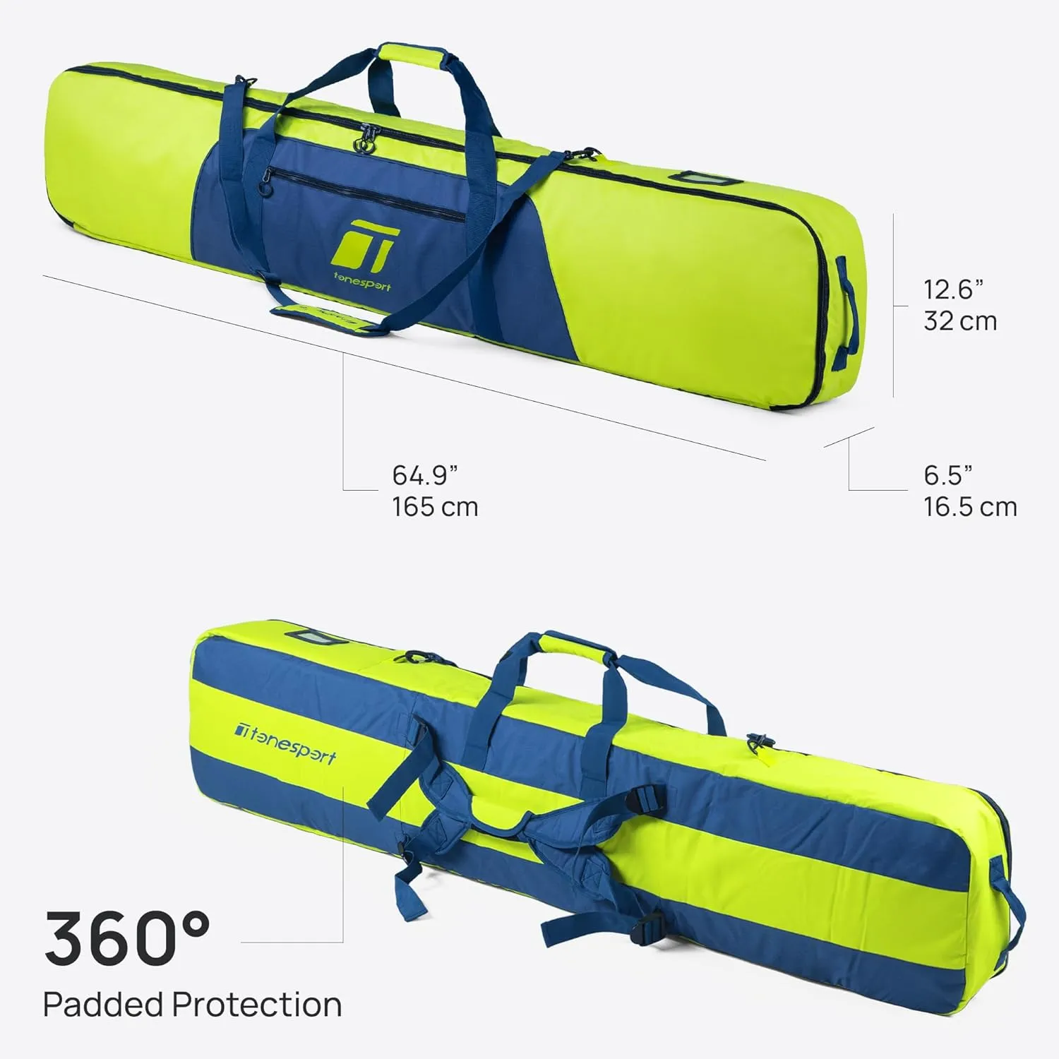 Snowboard Bag For Air Travel - Padded Snowboard Bag - Waterproof and Fully Padded Snowboarding Travel Bag For Flying - Up to 165 CM Snowboards
