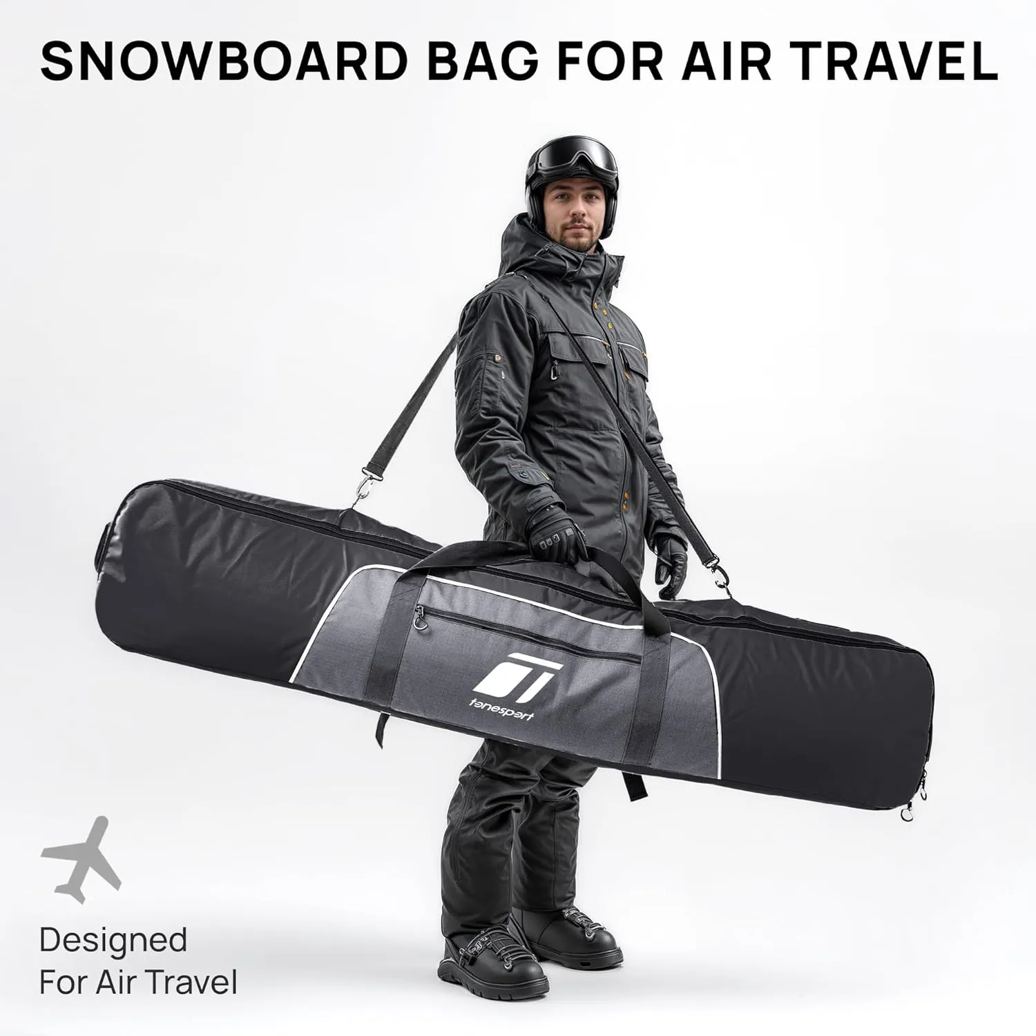 Snowboard Bag For Air Travel - Padded Snowboard Bag - Waterproof and Fully Padded Snowboarding Travel Bag For Flying - Up to 165 CM Snowboards