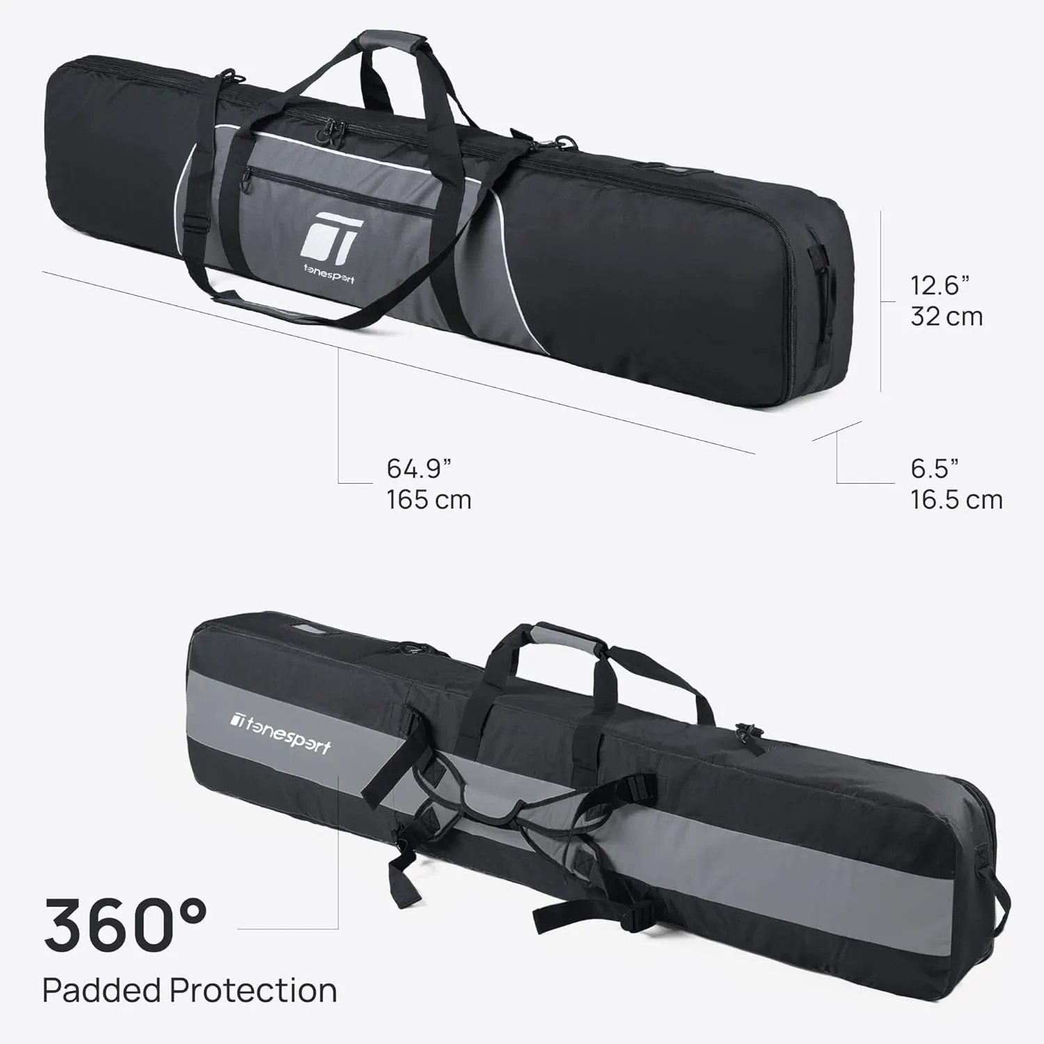 Snowboard Bag For Air Travel - Padded Snowboard Bag - Waterproof and Fully Padded Snowboarding Travel Bag For Flying - Up to 165 CM Snowboards