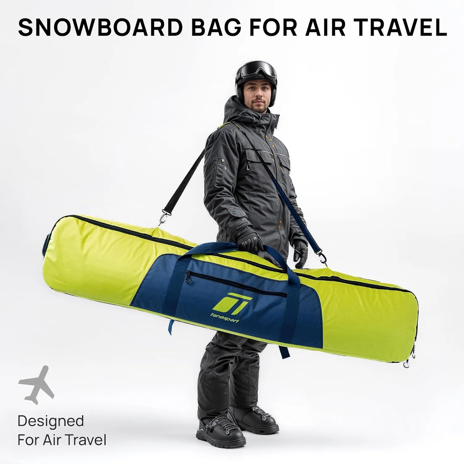 Snowboard Bag For Air Travel - Padded Snowboard Bag - Waterproof and Fully Padded Snowboarding Travel Bag For Flying - Up to 165 CM Snowboards