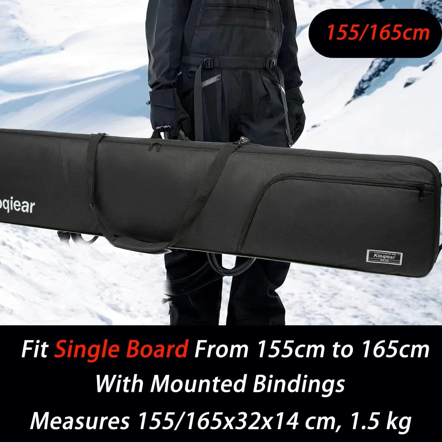 Snowboard Bag Reinforced Padded snowboard Bag,Perfect for Air Plane Travel for Snowboard, Goggles, Gloves,Ski boots,Available Length in 155cm 165cm.