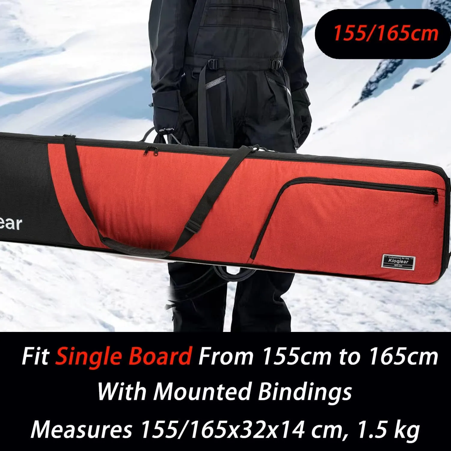 Snowboard Bag Reinforced Padded snowboard Bag,Perfect for Air Plane Travel for Snowboard, Goggles, Gloves,Ski boots,Available Length in 155cm 165cm.