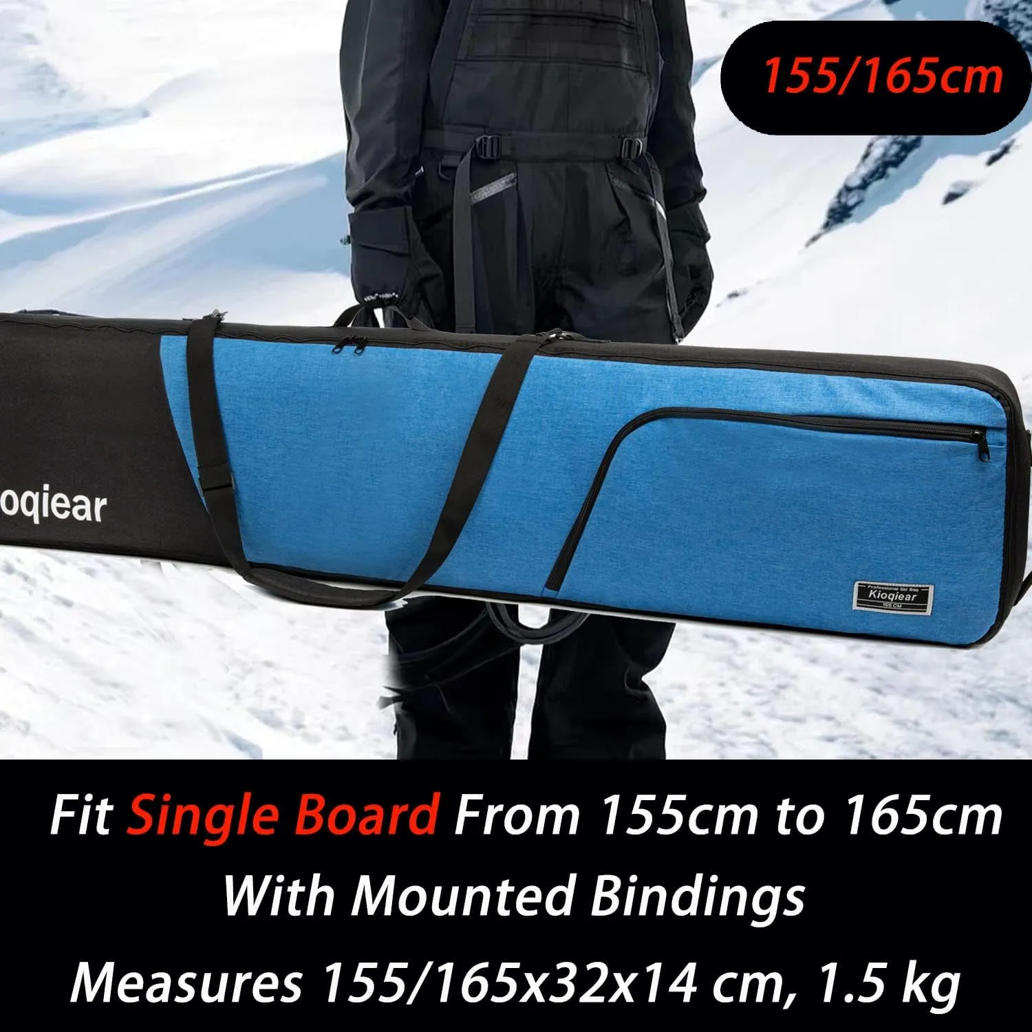 Snowboard Bag Reinforced Padded snowboard Bag,Perfect for Air Plane Travel for Snowboard, Goggles, Gloves,Ski boots,Available Length in 155cm 165cm.