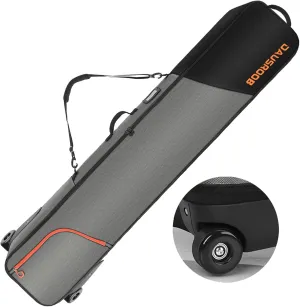 Snowboard Bag with Wheels, Fully Padded Ski Bag for Air Travel 1680D Waterproof Fabric, Rolling Ski Travel Bag for Flying, Durable, Large Capacity for Skis, Boots and Helmets