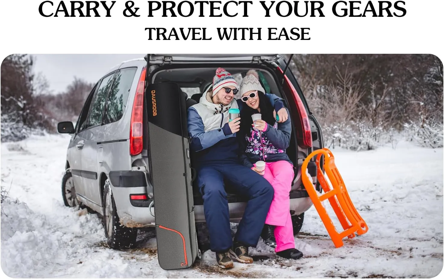 Snowboard Bag with Wheels, Fully Padded Ski Bag for Air Travel 1680D Waterproof Fabric, Rolling Ski Travel Bag for Flying, Durable, Large Capacity for Skis, Boots and Helmets