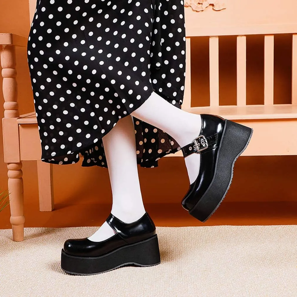 SO SIMPOK Women Gothic Mary Janes Platform Shoes Cosplay Uniform Dress Lolita Wedge Pumps Classic Oxfords