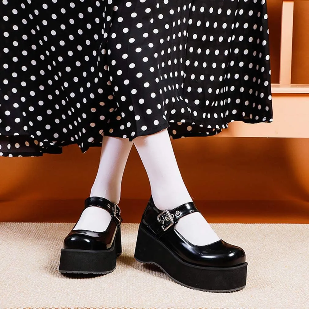 SO SIMPOK Women Gothic Mary Janes Platform Shoes Cosplay Uniform Dress Lolita Wedge Pumps Classic Oxfords