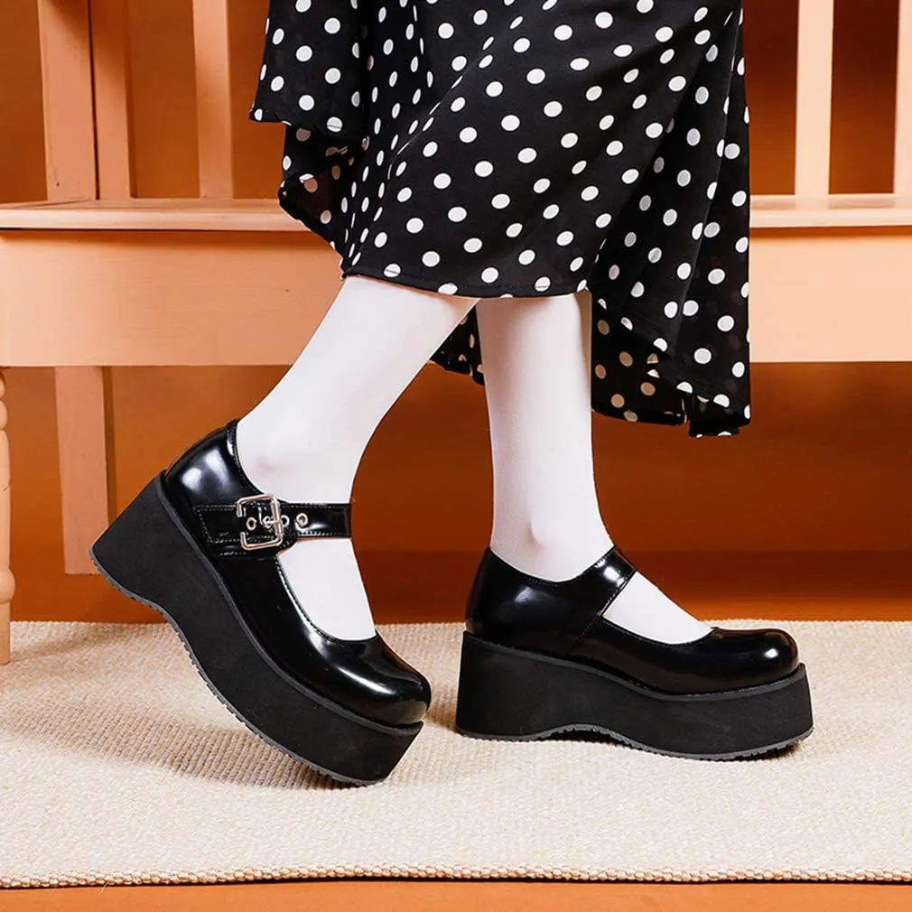 SO SIMPOK Women Gothic Mary Janes Platform Shoes Cosplay Uniform Dress Lolita Wedge Pumps Classic Oxfords