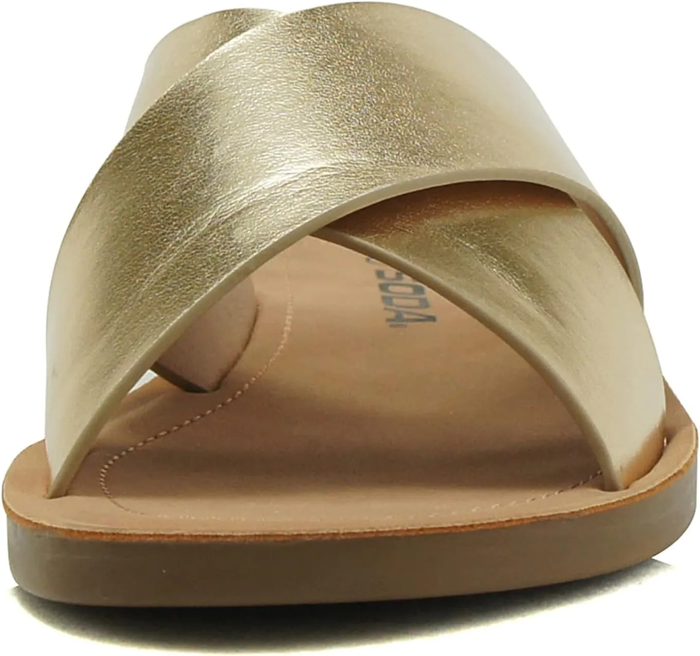Soda Shoes Women Sandals Crisscross Band Strap Casual Slides