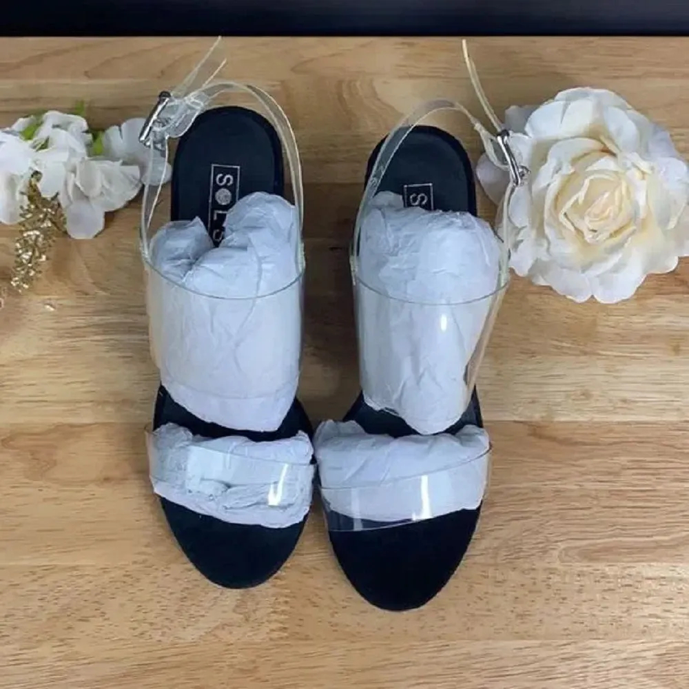 Sol Sana Transparent Strap Block Heel Sandals 37M