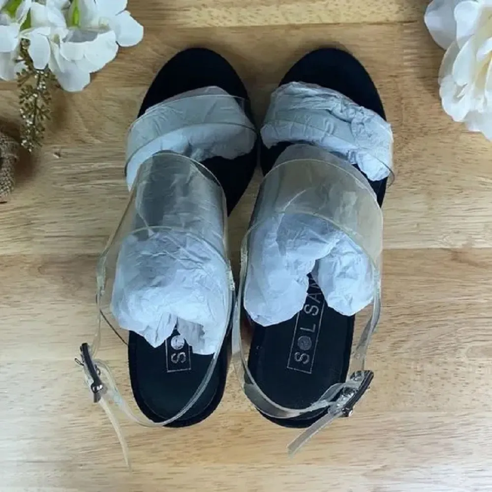 Sol Sana Transparent Strap Block Heel Sandals 37M
