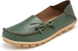 Solaud Women's Driving Moccasins Loafers Casual Round Toe Soft Comfortable Leather Loafers Breathable Slip On Walking Shoes