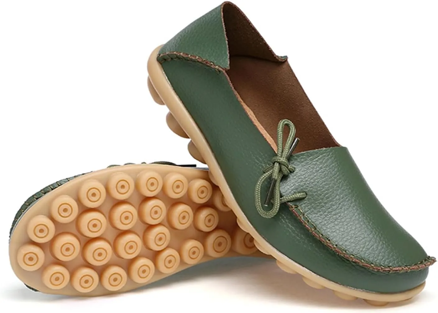 Solaud Women's Driving Moccasins Loafers Casual Round Toe Soft Comfortable Leather Loafers Breathable Slip On Walking Shoes