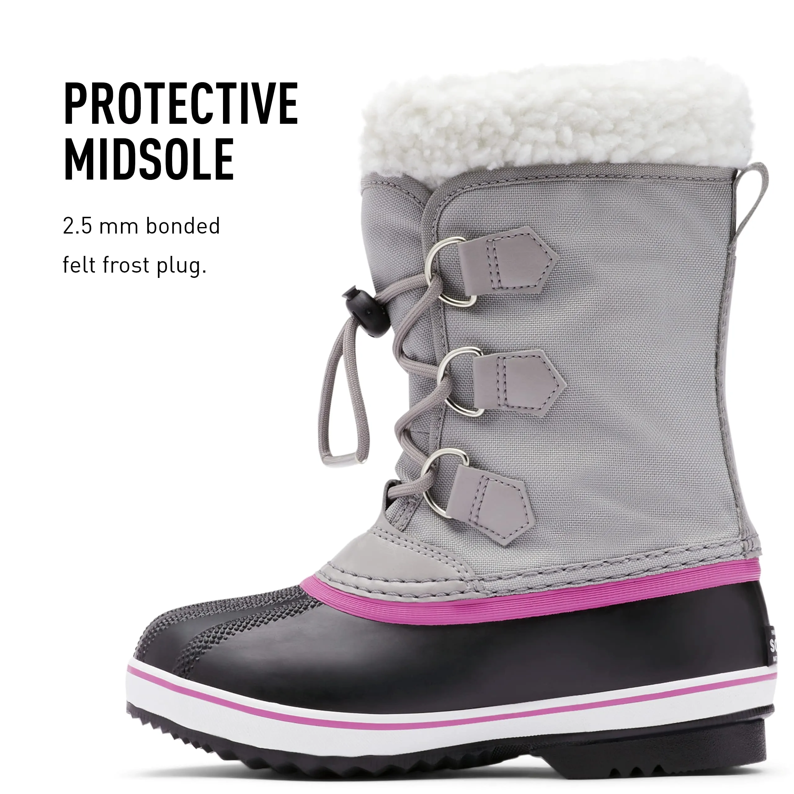 SOREL Children’s Yoot Pac Nylon Boot — Chrome Grey, Black — Waterproof Winter Boots — Size 10