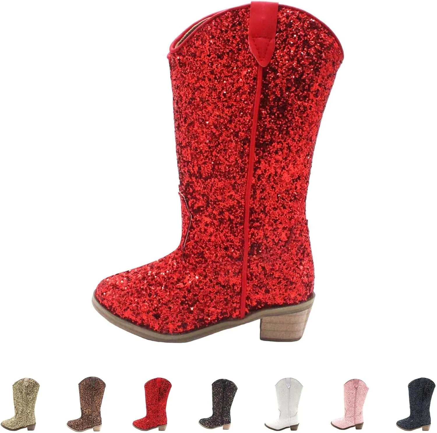 Sparkly Boots for Girls Cowboy Boots Square Toe Kids Boots Embroidered Western Boots Cow Girl Boots for Toddler