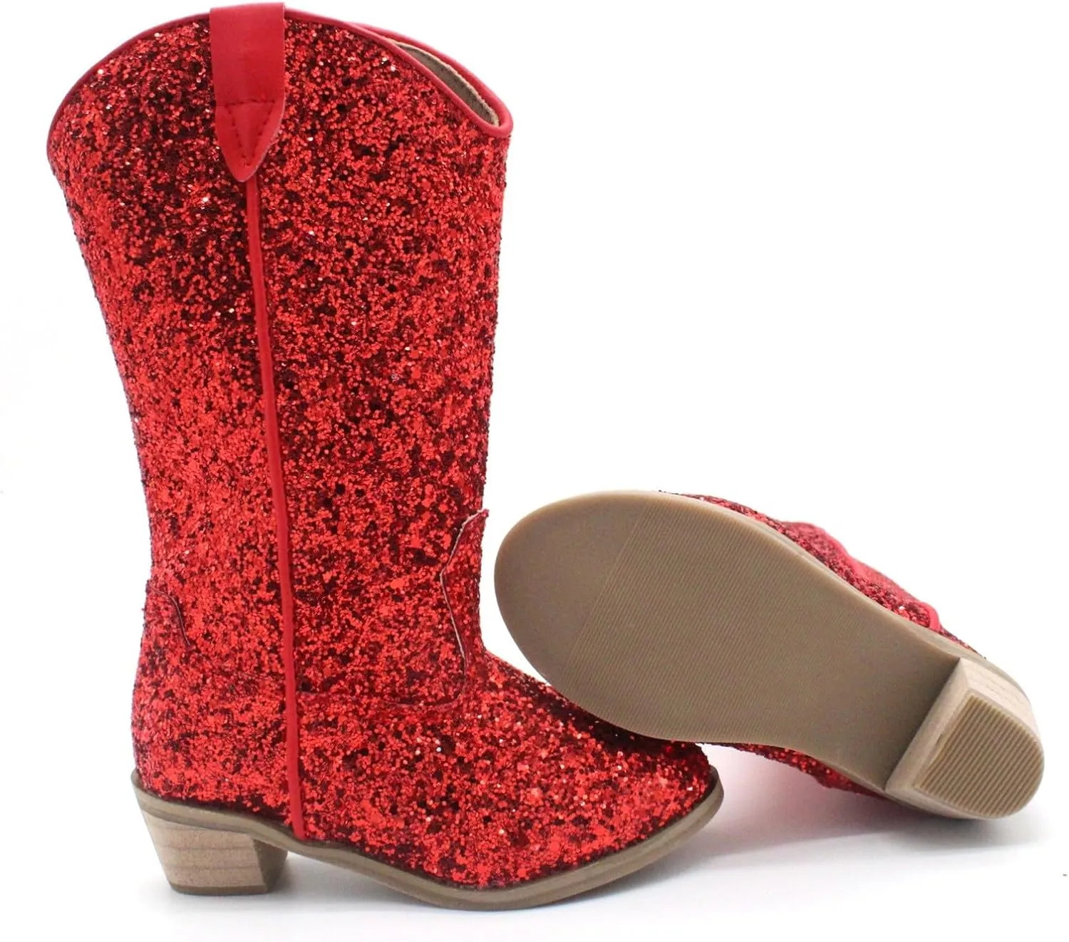 Sparkly Boots for Girls Cowboy Boots Square Toe Kids Boots Embroidered Western Boots Cow Girl Boots for Toddler