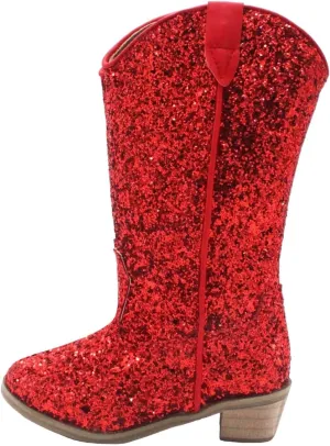 Sparkly Boots for Girls Cowboy Boots Square Toe Kids Boots Embroidered Western Boots Cow Girl Boots for Toddler