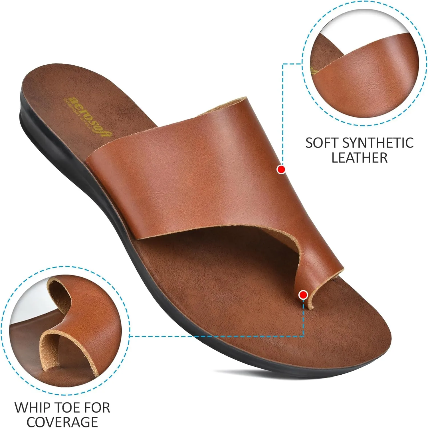 Split Toe Strap Man-Made Leather Ladies Cute Slides Outdoor Travel Dressy Flats Comfortable Walking Casual Summer Sandals for Women Fashion Footwear